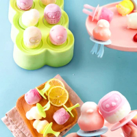 Creative Color 6 Holes DIY Ice Cream Pops Silicone Mold Ice Cream Popsicle Mold Baby Fruit Shake Home Kitchen Accessories Tool