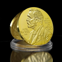 仿諾貝爾獎鍍金幣獎章工藝品 創始人肖像科學發明榮譽紀念禮品