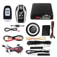 Car Alarm System 2 Way Remoter Button Lcd Smart Car Key PKE Auto Lock &amp; Unlock Remote Starter Push Start Stop Engine
