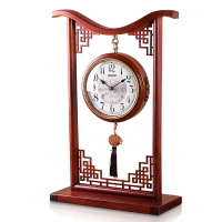 麗盛新中式靜音實木座鐘客廳中國風雙面時鐘臥室裝飾坐鐘石英鐘
