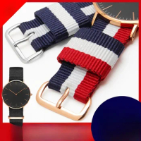 For DW Nylon Watchband Fashion 16 18 20 22mm Color Montage Canvas Men's Sports Blue White Red Rainbow Color Watch Strap
