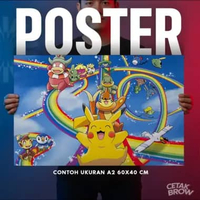 Poster Pokemon Custom Artpaper Dekorasi Kamar Anime Pikachu Charizard Hiasan Dinding Aesthetic A1 90