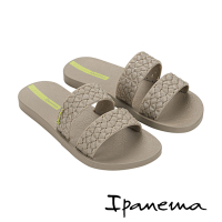 Ipanema-編織寬雙帶平底拖鞋-灰綠色