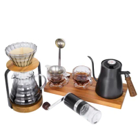 Pour Over Coffee Maker Set With Coffee Dripper Stand Grinder kettle Dripper Server Filter Household Coffee Tools Christmas Gift