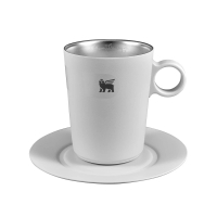 【Stanley】晨光時刻 雙層不鏽鋼拿鐵咖啡杯盤組 晨霧白 10-10840-015(10-10840-015)