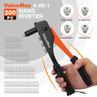 ValueMax 4 In1 Riveter Hand Riveter 200pcs Nozzle Rivet Nut Hand Manual Penekan Rivet Rivet Sets