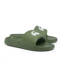 LACOSTE SERVE SLIDE 男鞋 鱷魚LOGO拖鞋 軍綠 外出拖鞋 室內拖鞋 涼拖鞋(49CMA0021_255)