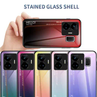Realme GT Neo 5 5G RMX3706 Case Gradient Tempered Glass Hard Back Cover Case Silicone Bumper for Realme GT Neo5 GTNeo5 RMX3706