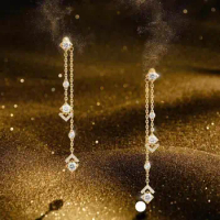 75mm Long Tassel Drops Earring For Women Wedding Cubic Zirconia CZ DUBAI Bridal Earring Jewelry Accessories E9211