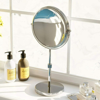 放大鏡子 化妝鏡 桌面鏡子 升降鏡子 調整角度 高低伸縮  放大 宿舍 梳妝 家用 金屬 雙面鏡
