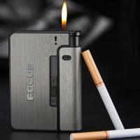 Portable Automatic Cigarette Case Metal Cigarette Holder Box for 10pcs King Size Cigarette Lighter Not Included Gift for Men Dad