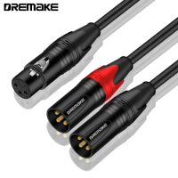 DREMAKE XLR to XLR Y-Splitter Cable Balanced XLR Female to Dual XLR Male Audio Microphone Adapter Y-Cable 2 XLR to 1 XLR Plug