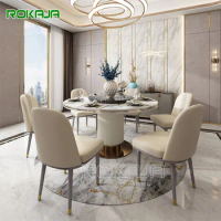 Marble Top Dining Tables With Turntable Round Dining Table Set 6 8 Seaters Dining Room Sets Home Furniture