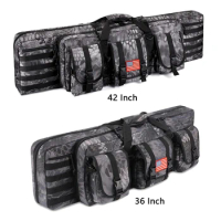 Heavy-duty 36’’ 42’’ Tactical Molle Double Long Rifle Bag&amp;Gun Case Lockable Soft Sniper Rifle Holder Pistol Storage Backpack