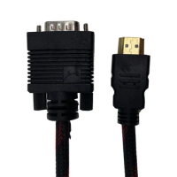 HDMI to VGA cable with network, 1.5m HDMI to VGA high-definition video cable adapter cable