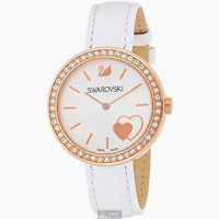 【SWAROVSKI 施華洛世奇】SWAROVSKI施華洛世奇女錶型號SW00020(白色錶面玫瑰金錶殼白真皮皮革錶帶款)