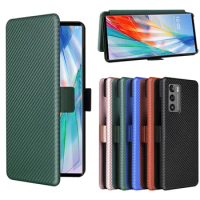 For LG Wing Case Carbon Fiber Flip Leather Case for LG Wing Business Magnetic Wallet Card Slot Slim Cover lg wing with buckle