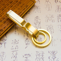 手工簡約創意純銅黃銅鑰匙扣鏈腰掛男女士汽車金屬鑰匙圈生日禮品