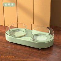 碗玻璃斜口寵物飯碗防打翻喝水碗碗型犬水盆食盆●江楓雜貨鋪