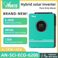 Anern Solar Inverter 6.2KW Off Grid Hybrid Inverter 48Vdc 230VAC 500VDC MPPT Pure Sine Wave Househol