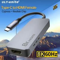 USB C to HDMI Adapter 8K 60Hz Ultra HD Type-C to HDMI Converter Aluminum Thunderbolt 4 Cable Hub With Heat Emission Holes