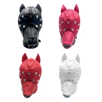 Halloween Dog Headpieces with Eye Cover Adjustable Drawstring Buckle Belt, Dog Masquerade for Men Women Masquerade Drop shipping