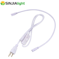Power Cord Cable for T8 Tube LED Grow Light with On Off Switch 3Pin Integrated Tube Connector Extension Cable EU US Plug