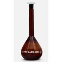 《實驗室耗材專賣》德國   ISOLAB 茶色定量瓶 A級 50ML 實驗儀器 玻璃容器 AMBER VOLUMETRIC FLASK CLASS A