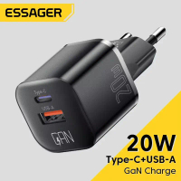Bộ sạc USB Type C GaN, Essager, 20W, Sạc nhanh PD, Sạc nhanh QC 3.0, Tương thích với iPhone 14 13 12
