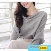 Baju Batwing Rajut Gray BC Blouse Wanita rajut grey Kekinian@@ Fit Knitwear Cardigan Atasan