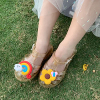 New Girls Sandals Summer Cute Bling Rainbow Jelly Shoes Toddlers Princess Shoes Kids Crystal Beach Shoes Children Girls Sandals