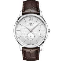 TISSOT 天梭Tradition  古典小秒針機械錶-銀/40mm