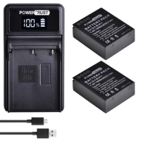 PowerTrust 2Pc BLH-1 BLH1 BLH 1 Camera Battery +LED USB Charger for Olympus E-M1 Mark II EM1-2 EM1 Mark Camera