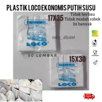 Kantong Plastik kresek Loco ekonomis putih susu 15x30 - 17x33 loco ekonomis tipis putih uk 15 17 cm 