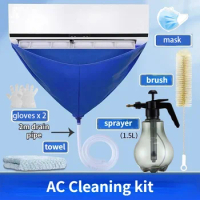1-6pcs Ac Cleaning Kit Air Conditioner Cleaning Bag with Drain Pipe Cleaner Waterproof Air Conditioning Washing Set Aircon Tools