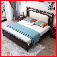 新中式實木床1.8米雙人家用主臥中式床現代簡約出租房1.5m民宿床