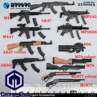 ZYTOYS 1/12 WW2 Action Figure Weapons Accessories Model Soldier Submachine MP5 P90 Rifle M4 AK47 Military Gun Toys M79 M1887
