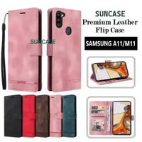 SUNCASE Samsung A11 M11 cover hp model dompet multi fungsi flip case wallet leather SUNCASE BLACK