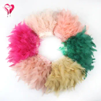 13 Colors 1 Meter Width 10-15 CM Lovely Downy Dyed Colorful Turkey Chandelle Feather Satin Ribbon Trim Clothing Party Decoration