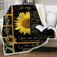 Letter To My Mom 3D Sunflower Printed Blanket Fluffy Soft Flannel Throw Blankets for Beds Sofa Home Decoration Quilts Nap Cover