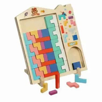 Tetris Wooden Puzzle Edukasi Anak 3D Balok / Wooden Tetris Balok 3D / Mainan Montessori Tetris Puzzl