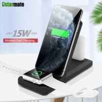 3 in 1 Fast Charging Dock Station Wireless Charger Stand Pad For Apple Watch 5 4 3 2 iPhone 11 12 Pro Xs Max XR X 8 Airpods Pro