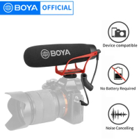 BOYA BY-BM2021 R Super-Cardioid Shotgun Microphone with TRRS &amp; TRS Connectors for IOS Andrioid Smartphone DSLR Camera Camcorder
