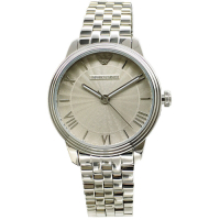 ARMANI 時尚款式不鏽鋼錶帶手錶(AR1620)-淺灰色面x銀色/33mm