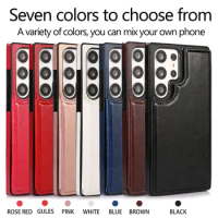 Wallet Solid Double Button Card Stand Flip Leather Phone Case For Samsung S24 Ultra S23 FE S22 Plus S21 S20 S10 S9 500PCS/LOT