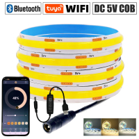 LOD TGHN 555] Jalur LED COB USB DC 5V Tuya Wi‑Fi/Bluetooth, alat kawalan jauh 17 kekunci, 3000K/4000