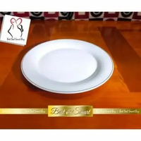 Piring Beling Ceper Keramik 6" Porselen Lis Emas JM Plate 6" Piring Putih Saji Sayur Kue Roti Desser