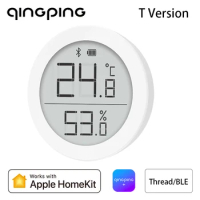 Qingping Temperature Humidity Sensor T Version BLE Smart Home Indoor E-Link Screen Thermometer Work With Apple Homekit Thread