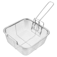 Square Frying Basket Deep Fryer Tool Round Serving Strainer Stainless Steel Food Fried