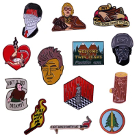 Twin Peaks Characters Badge Agent Cooper Log Lady David Lynch Pin Diane Fire Walk With Me Brooch Backpack Women Fashion Jeweller